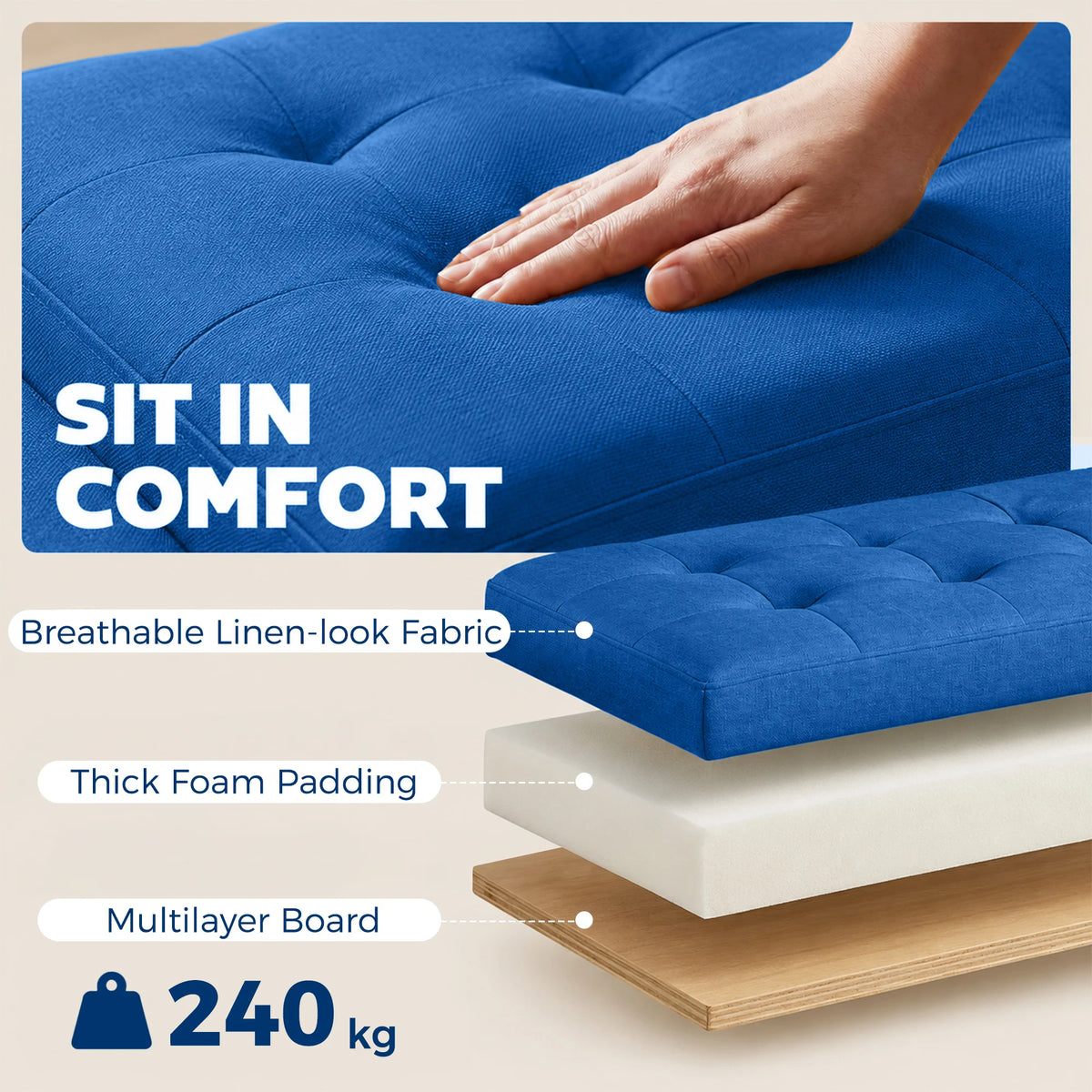 Trellen Tufted Storage Bench – Blue