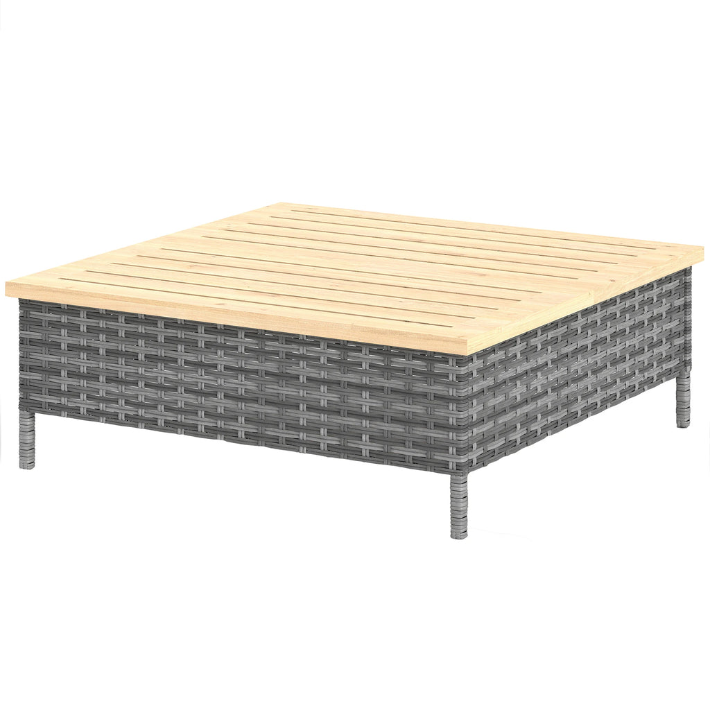Selwick square rattan patio side table on a white background