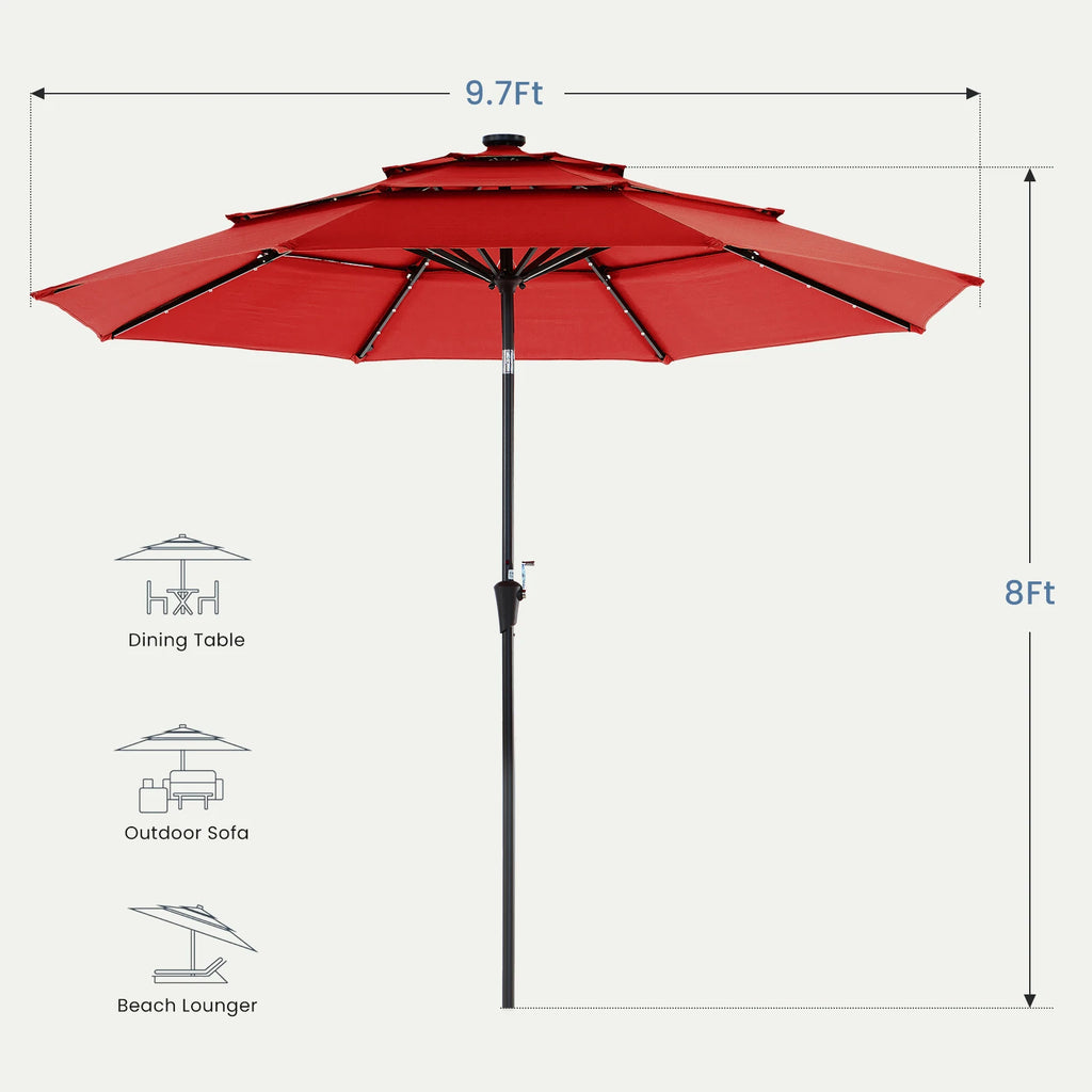 Marigoldrise Solar LED Patio Umbrella