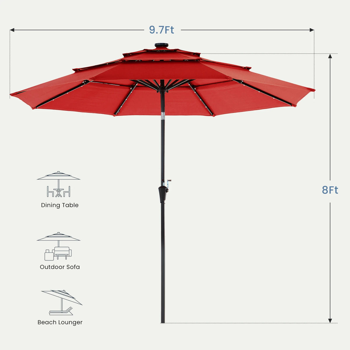 Marigoldrise Solar LED Patio Umbrella