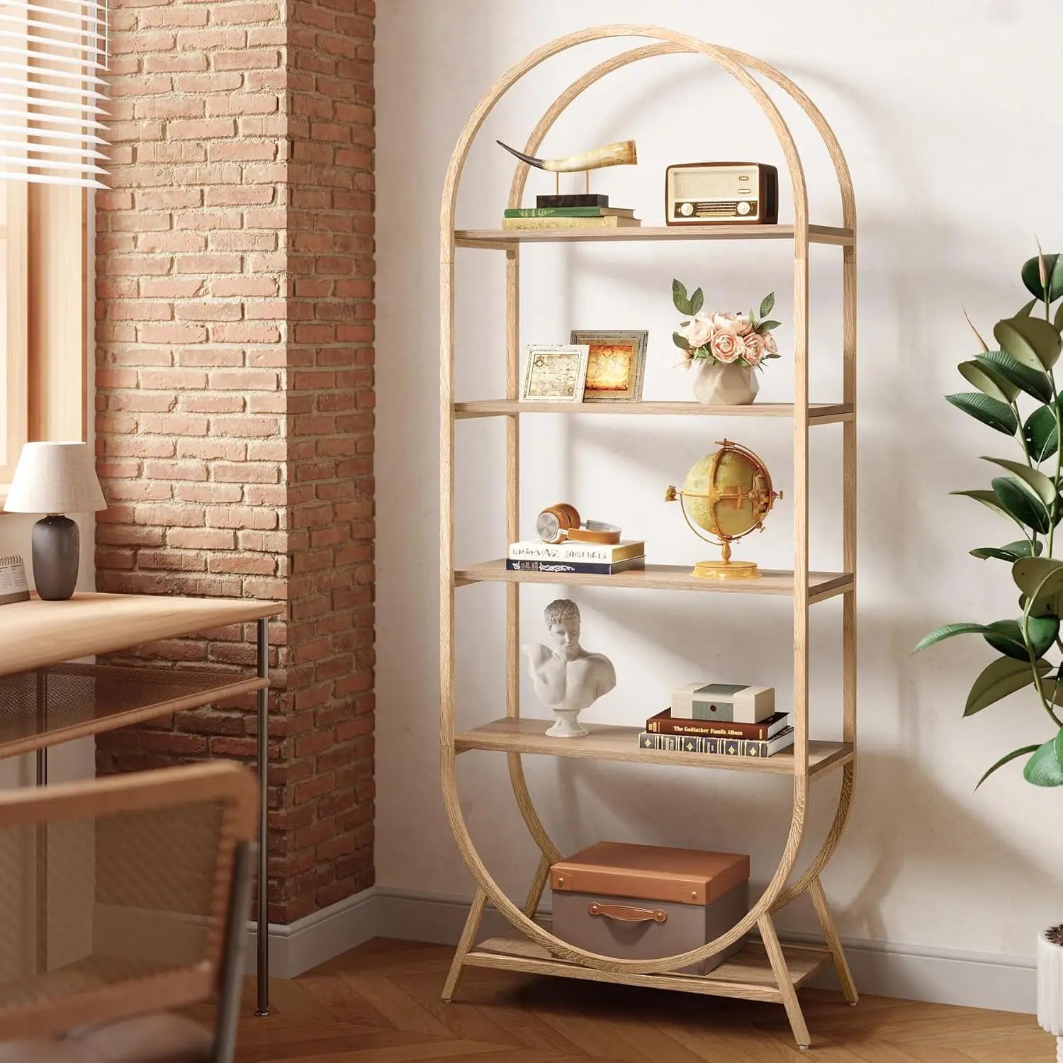 Arched 5-Tier Open Bookshelf