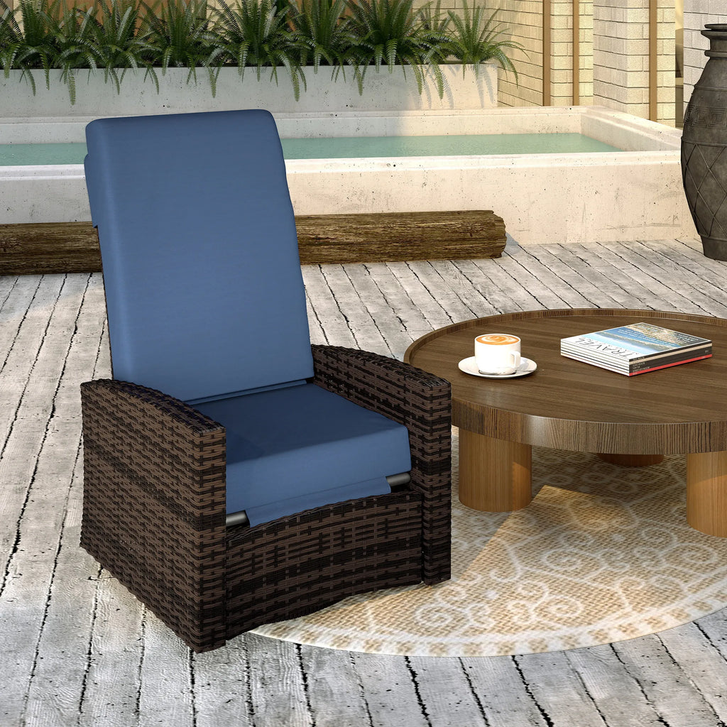 Marlisse Wicker Swivel Recliner - Dark Blue