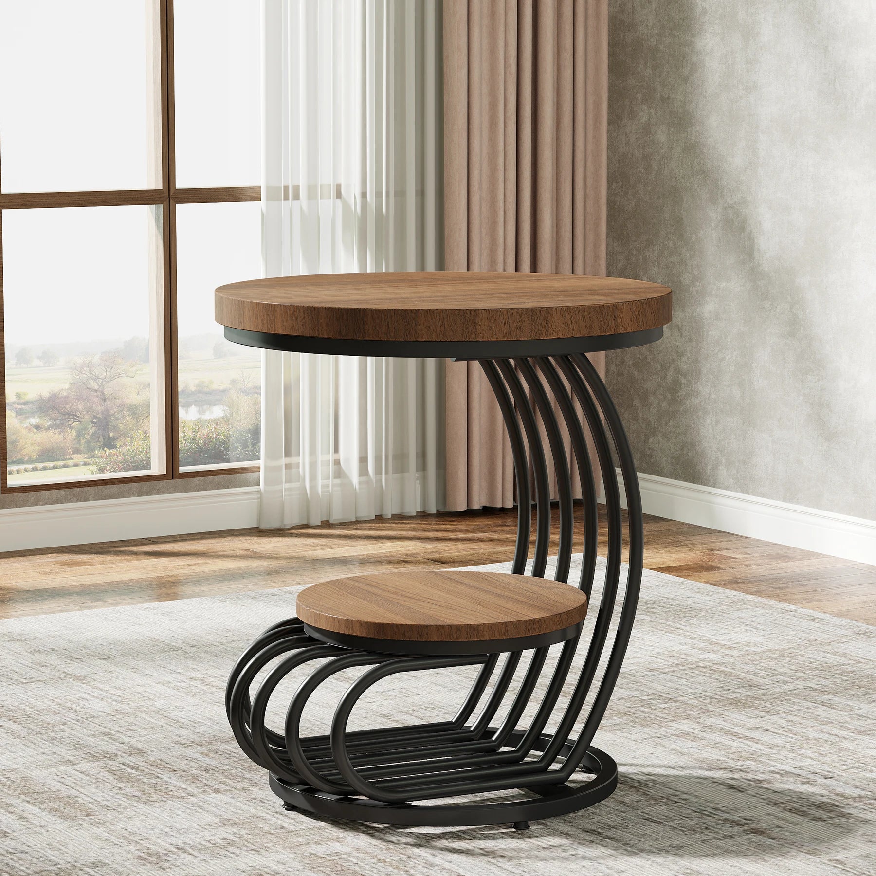 Tavio Curved 2-Tier End Table