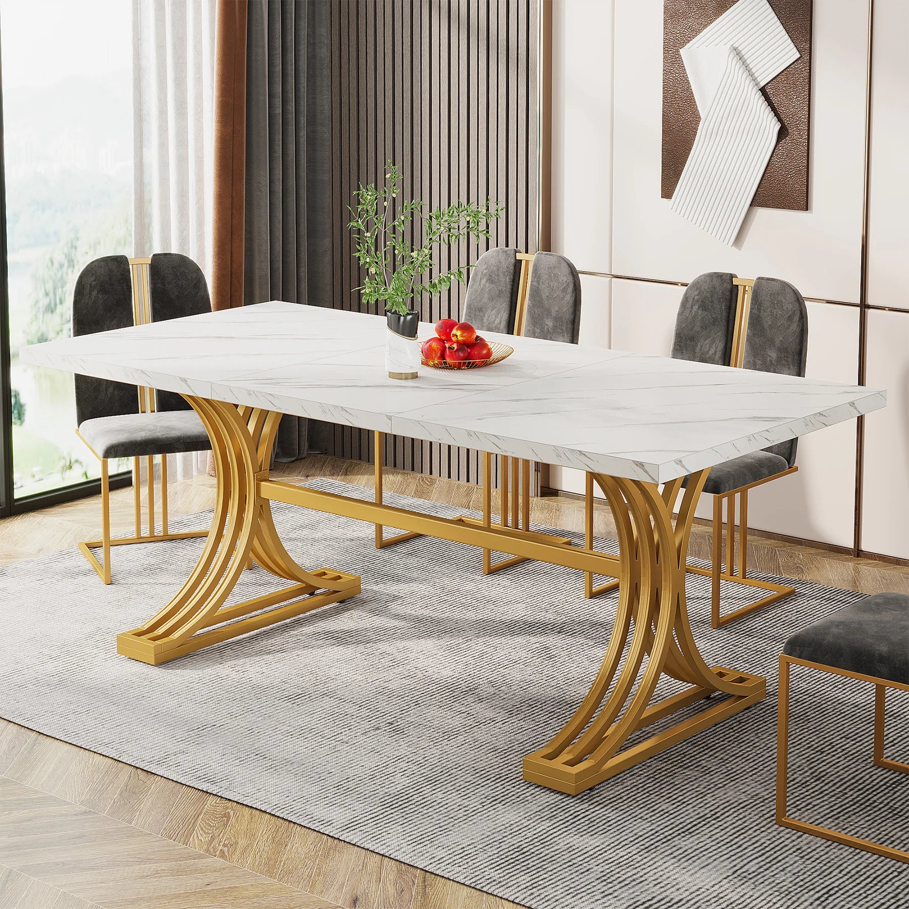 Aureum Faux Marble Dining Table