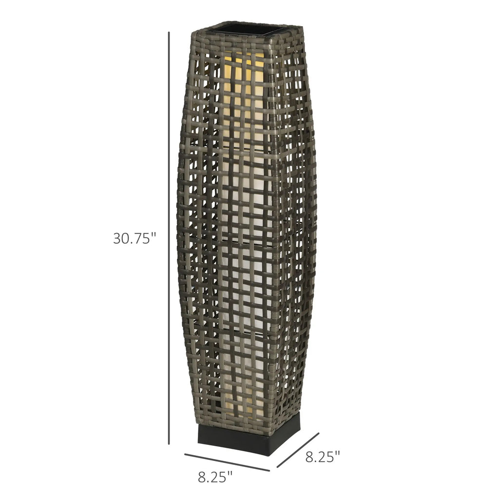 Nocturne Solar Wicker Floor Lantern – Gray