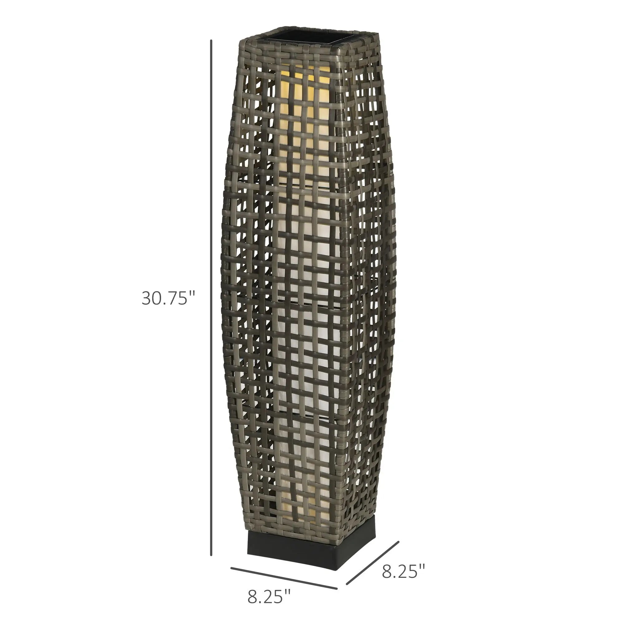 Nocturne Solar Wicker Floor Lantern – Gray