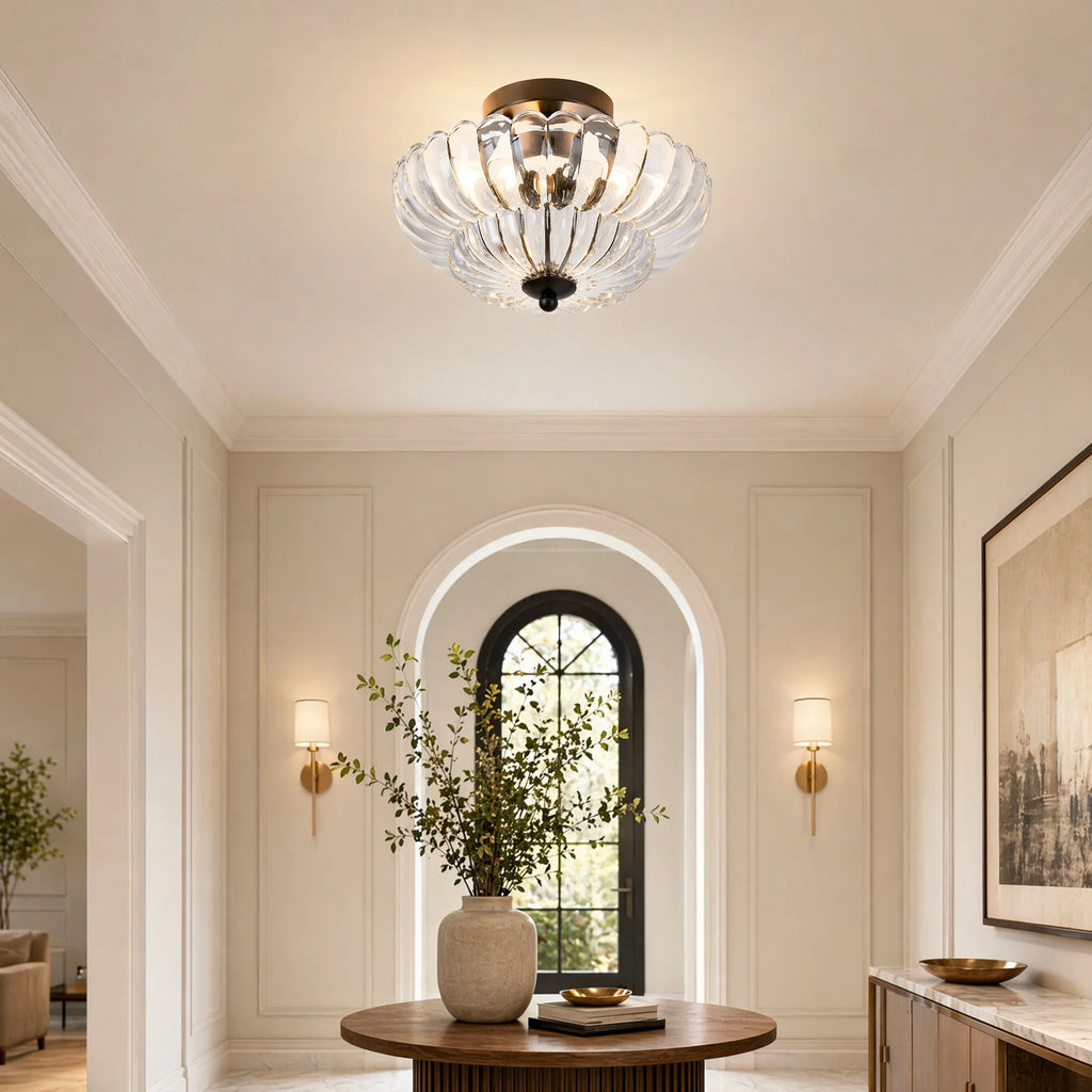 Rivenhall Clear Glass Ceiling Light, Black
