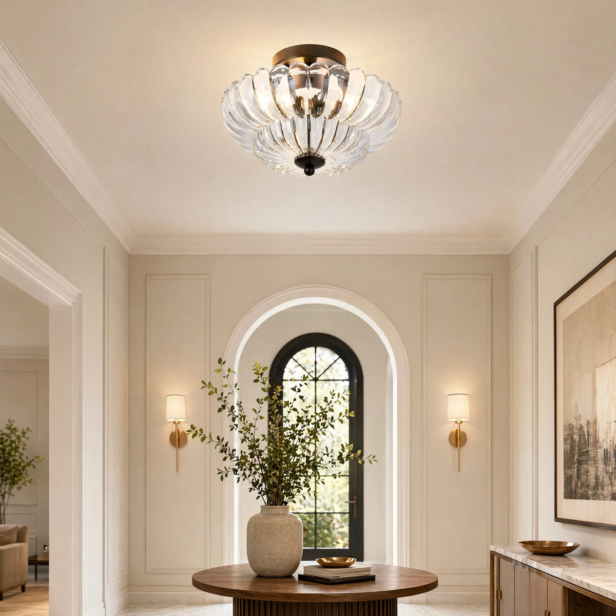 Rivenhall Clear Glass Ceiling Light, Black