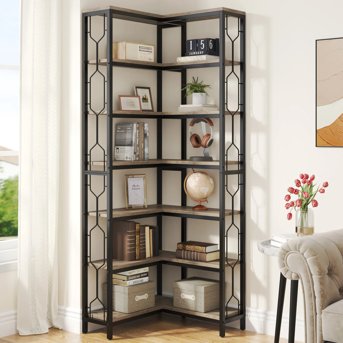 Vesper Seven-Tier Corner Bookcase