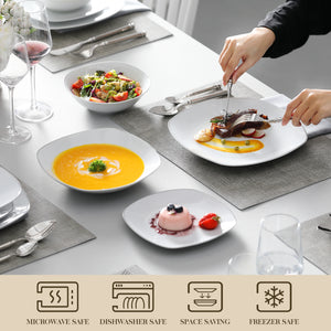 MALACASA Elisa Silver Trim Dinnerware