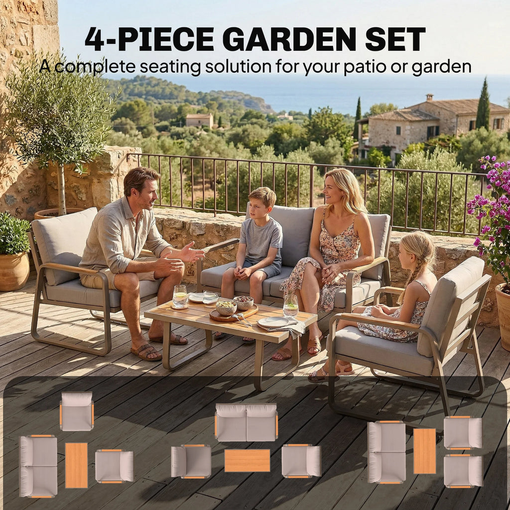 Avencroft Four-Piece Metal Patio Conversation Set