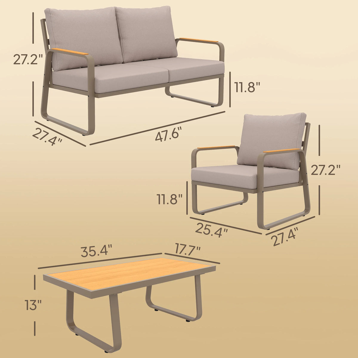 Avencroft Four-Piece Metal Patio Conversation Set