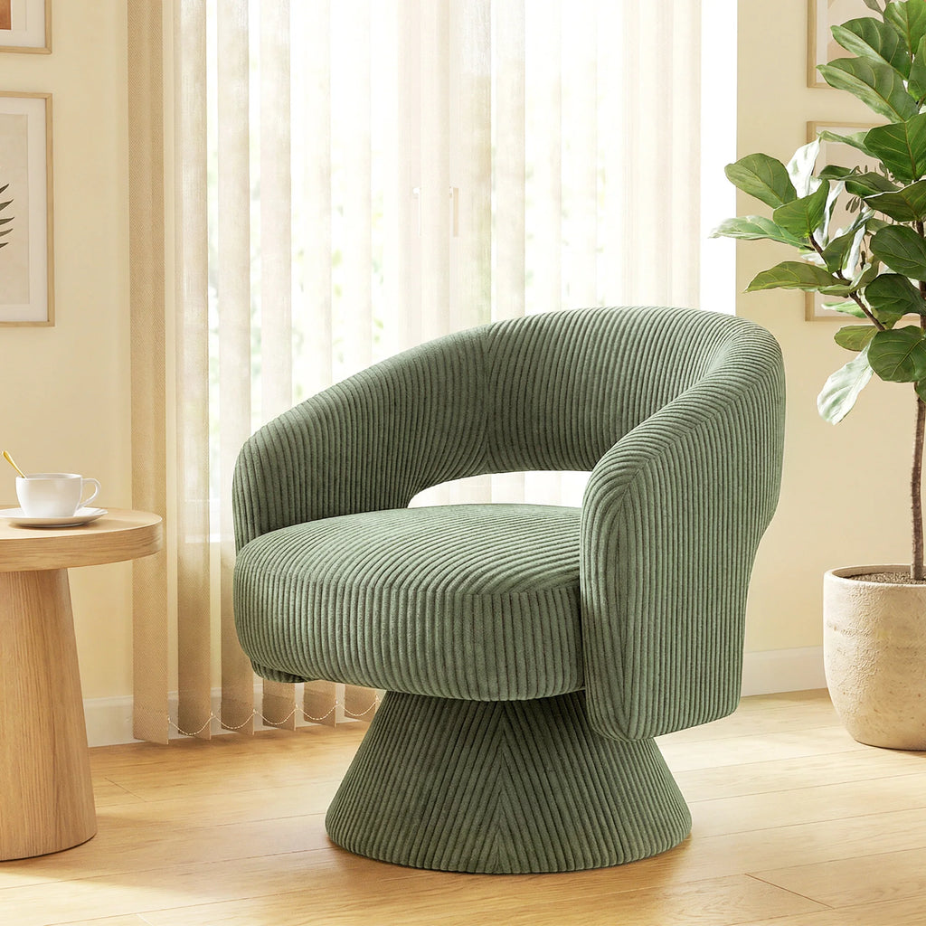 Merrowyn Green Corduroy Swivel Chair
