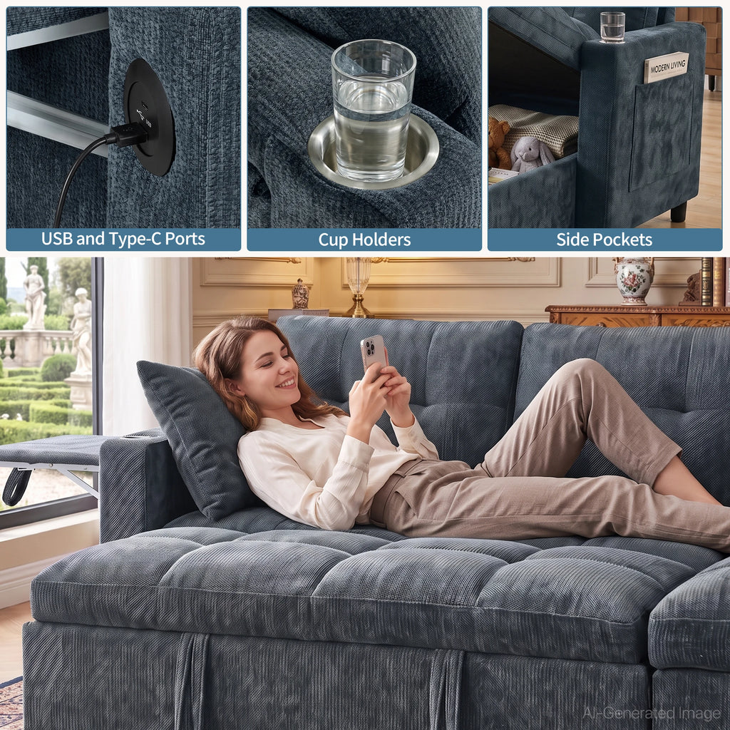 Aldermore U-Shaped Storage Sleeper Sectional