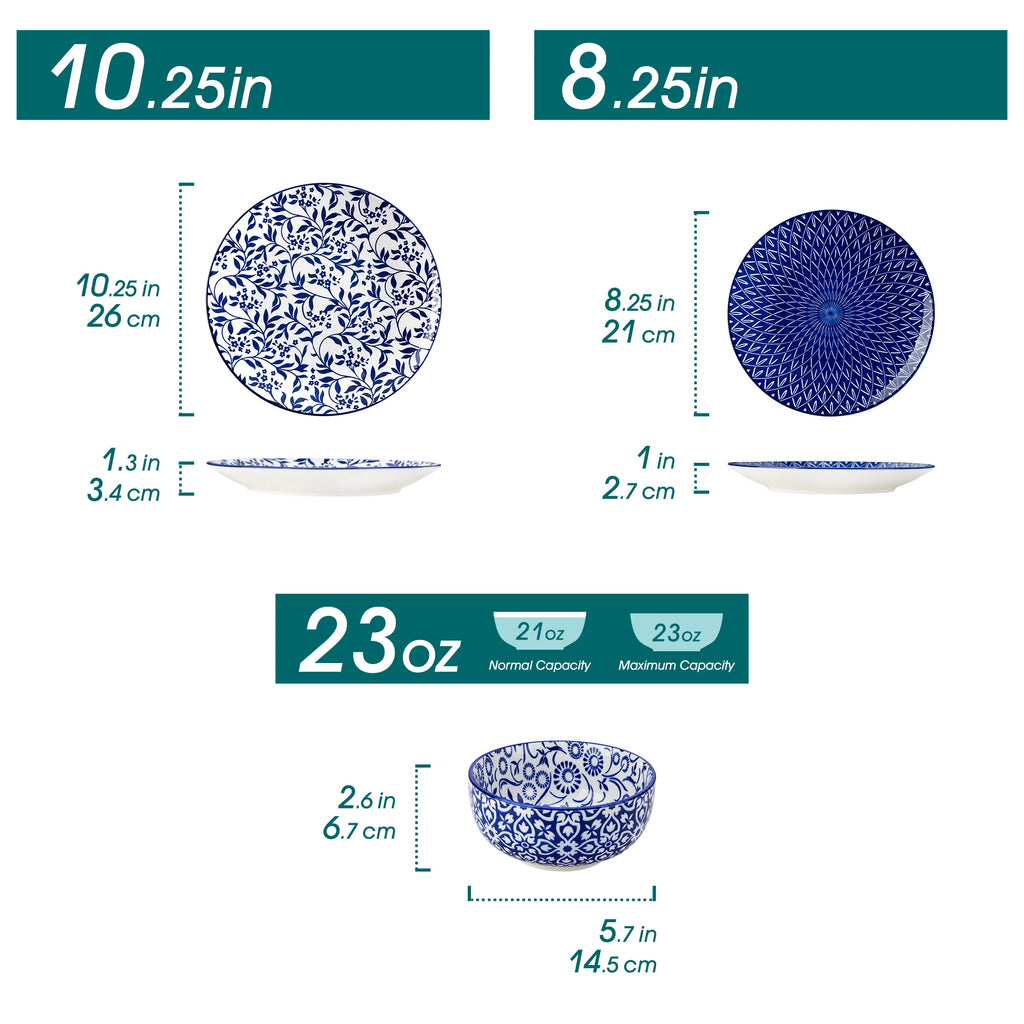 Vancasso Chinese Blue & White Porcelain Dinnerware Set