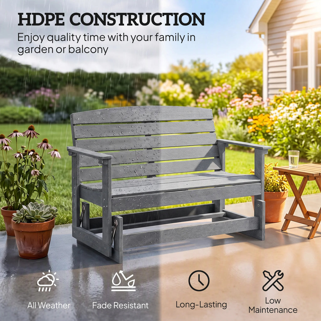 Willowmere HDPE Patio Glider Bench – Light Gray