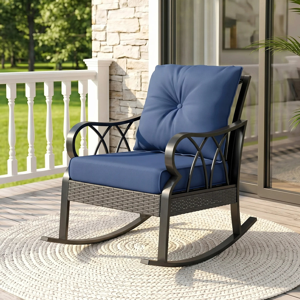 Helmsley Cushioned Rattan Rocker