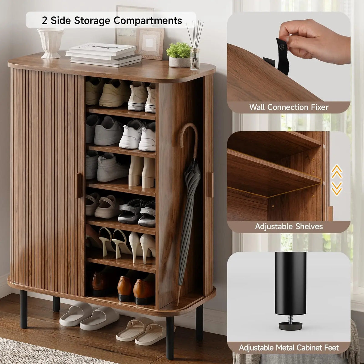 Echoline Fluted 6-Tier Shoe Cabinet
