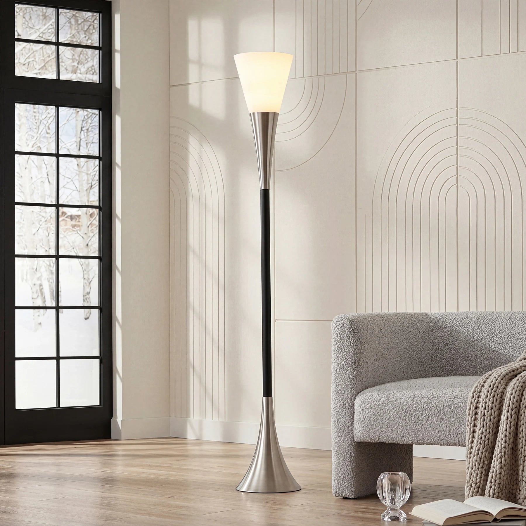 Valmere Sandblasted Glass Floor Lamp