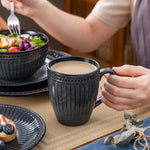 Load image into Gallery viewer, VANCASSO Eliga Stoneware Dinnerware Set – 16/32 Pieces, Black-Grey or Dark Brown
