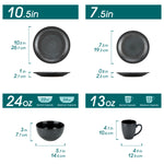 Load image into Gallery viewer, VANCASSO Eliga Stoneware Dinnerware Set – 16/32 Pieces, Black-Grey or Dark Brown
