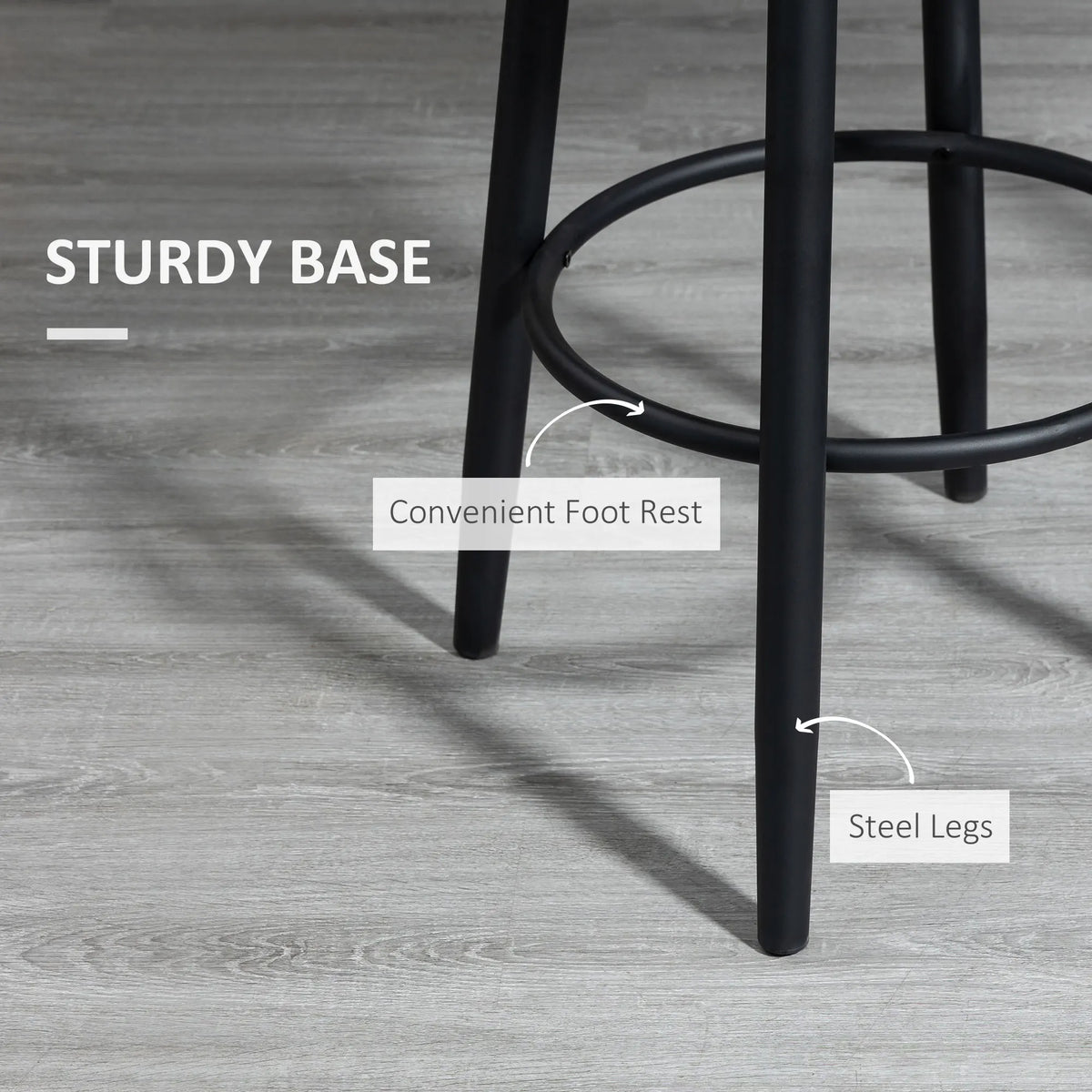 Tansmere black steel legs and circular footrest close-up