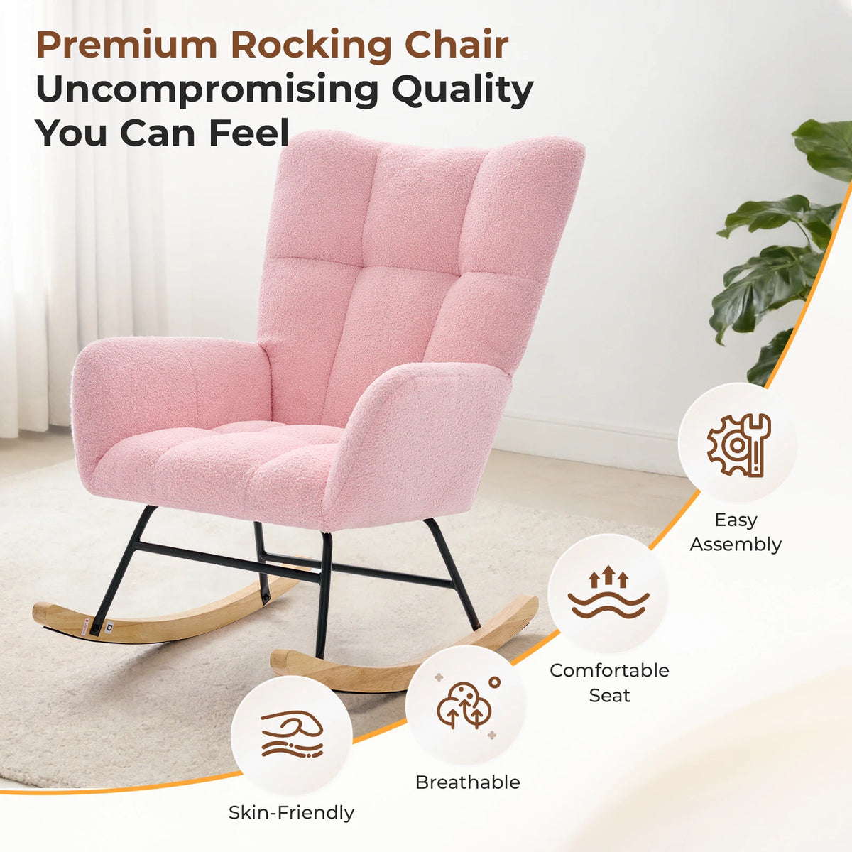 Finesseray Teddy Upholstered Rocking Chair