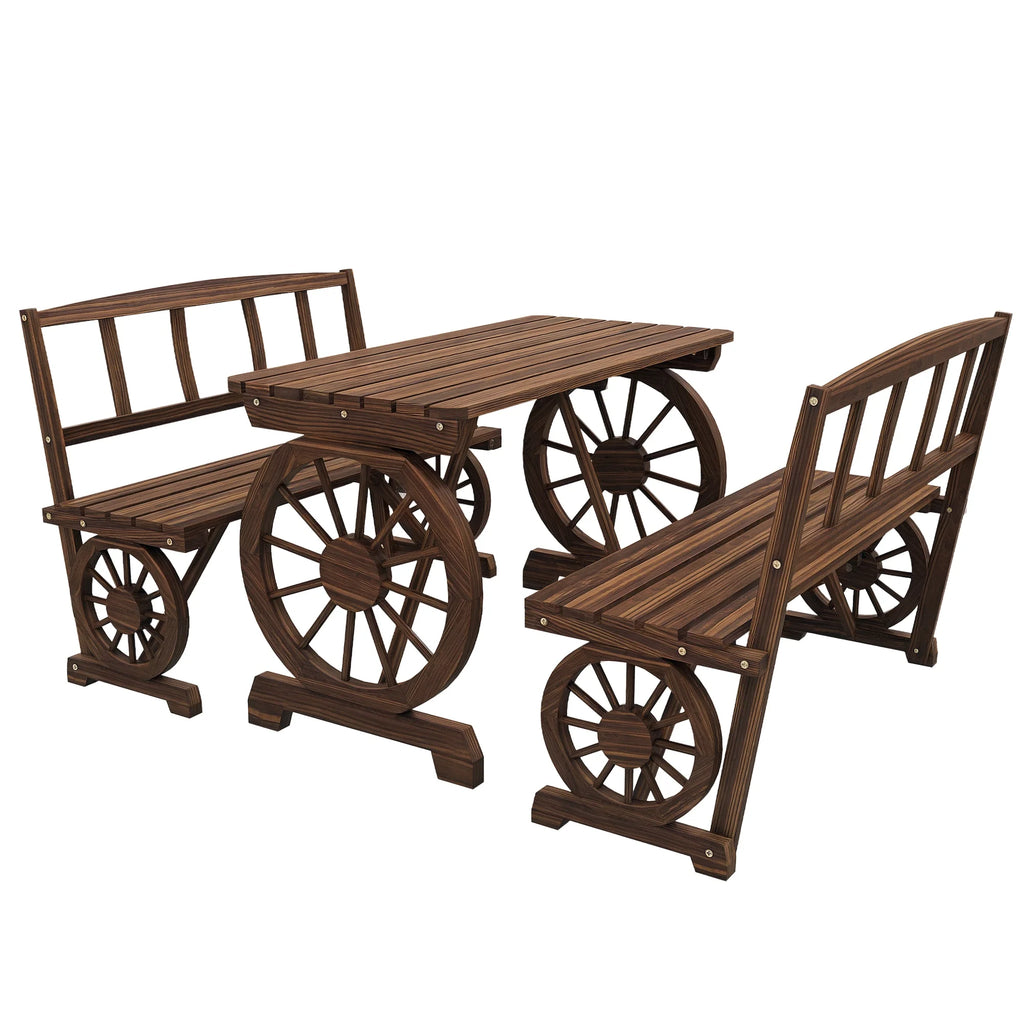 Wheelborne Pine Three-Piece Patio Dining Set