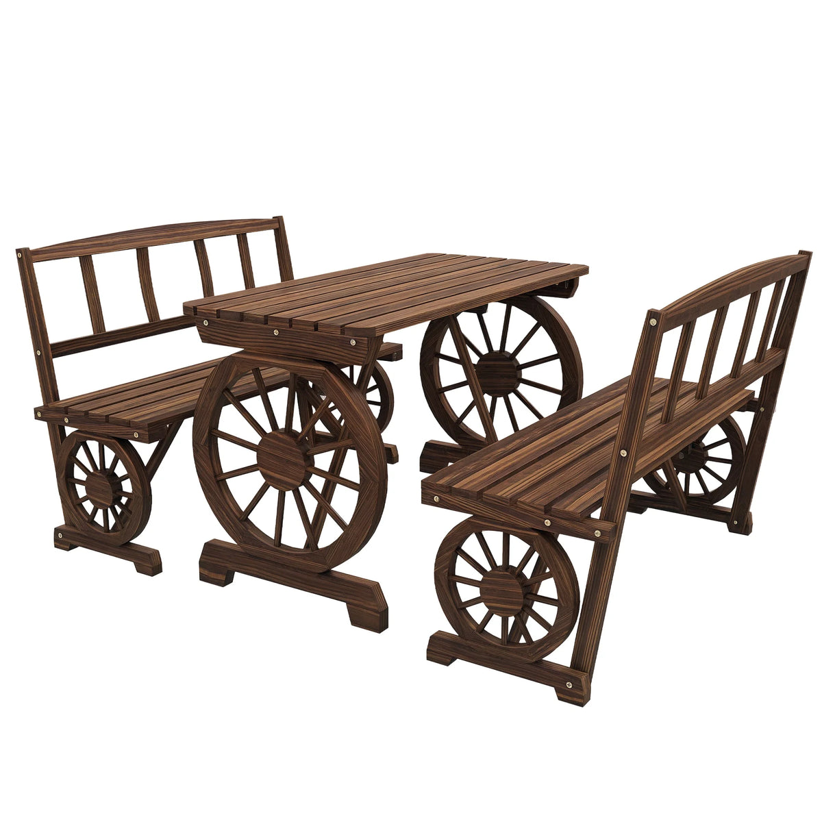 Wheelborne Pine Three-Piece Patio Dining Set