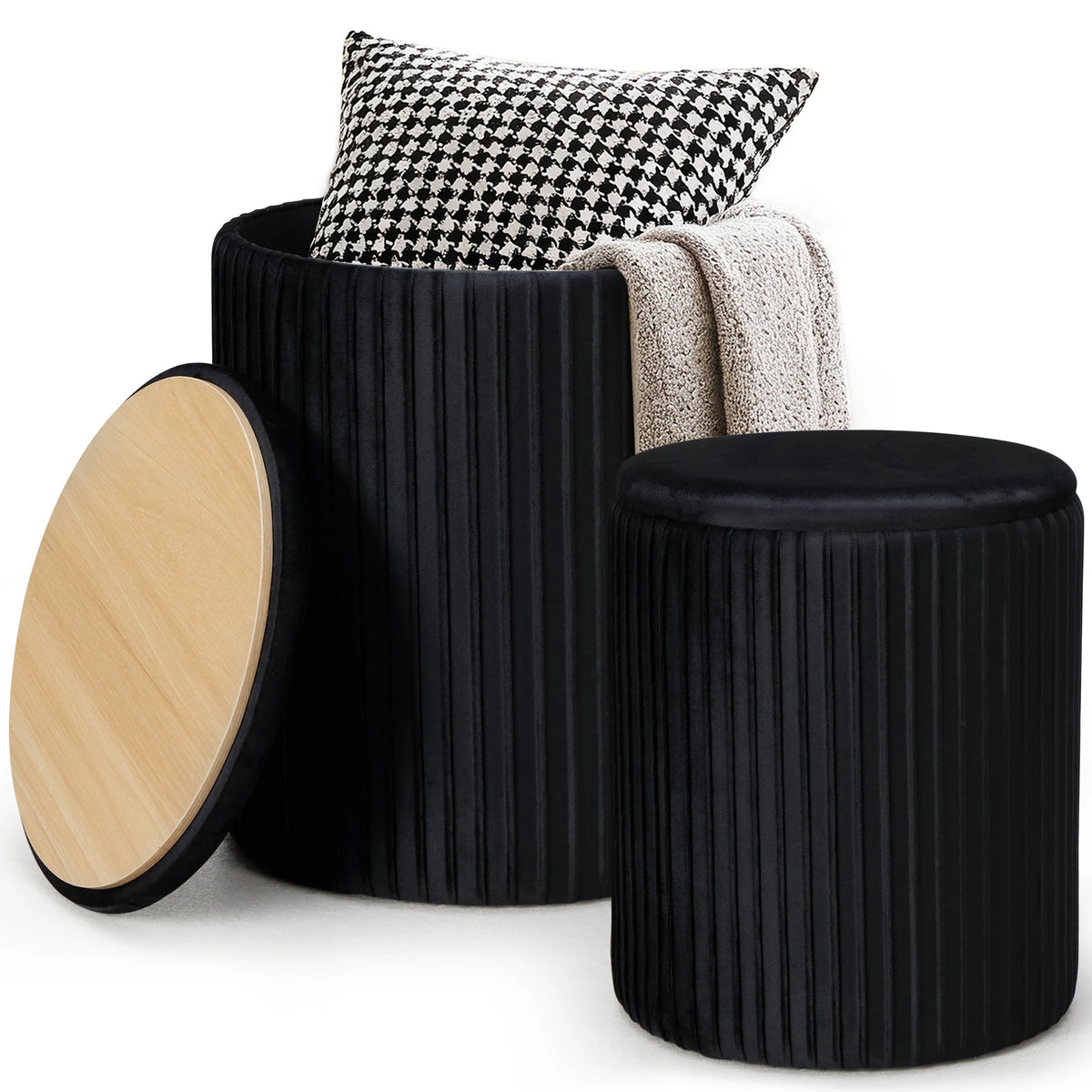 Rainline Round Storage Ottoman Set of 2
