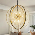 Glintseed gold globe chandelier with a crystal-accented branching center.