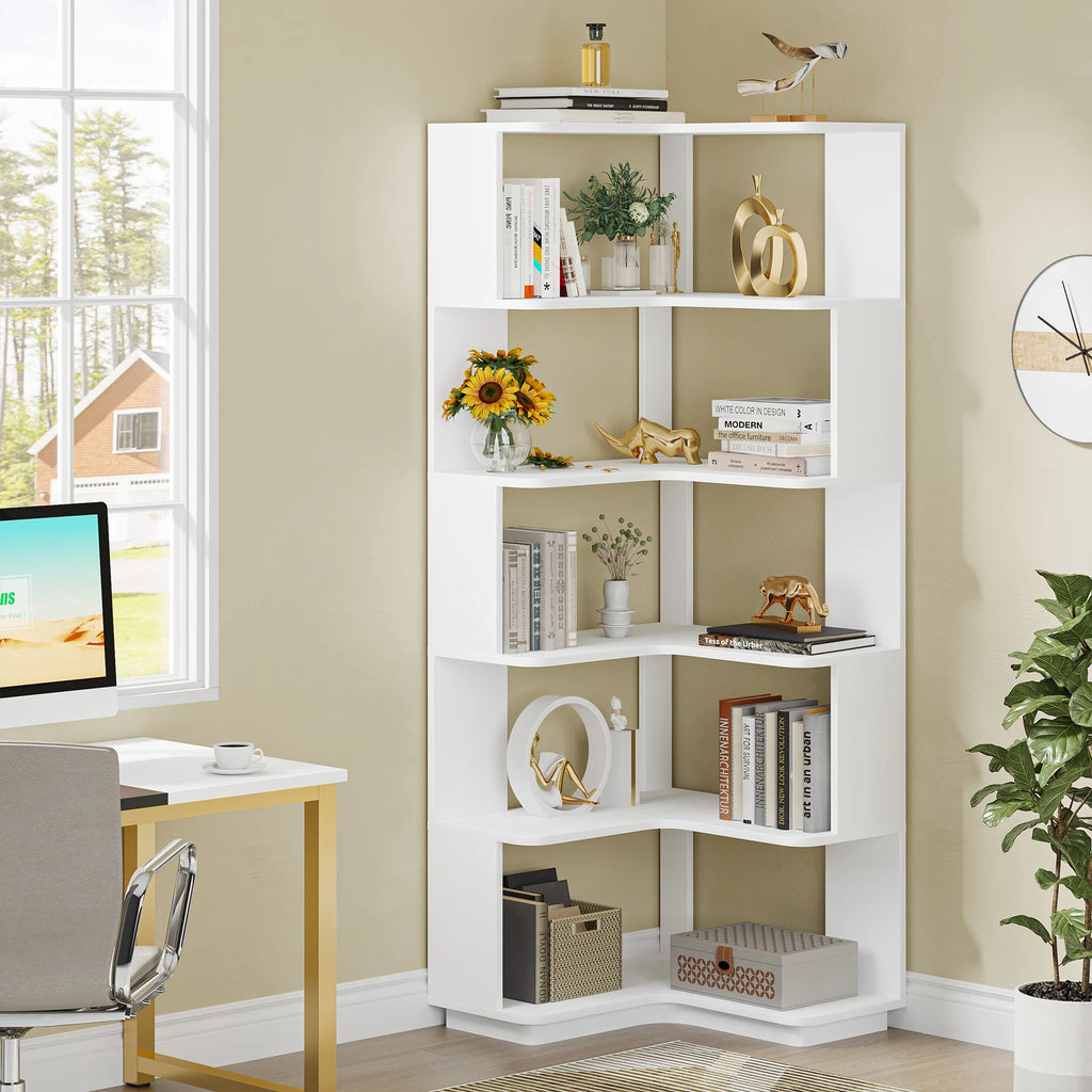 Hazelsong 6-Tier Corner Bookcase
