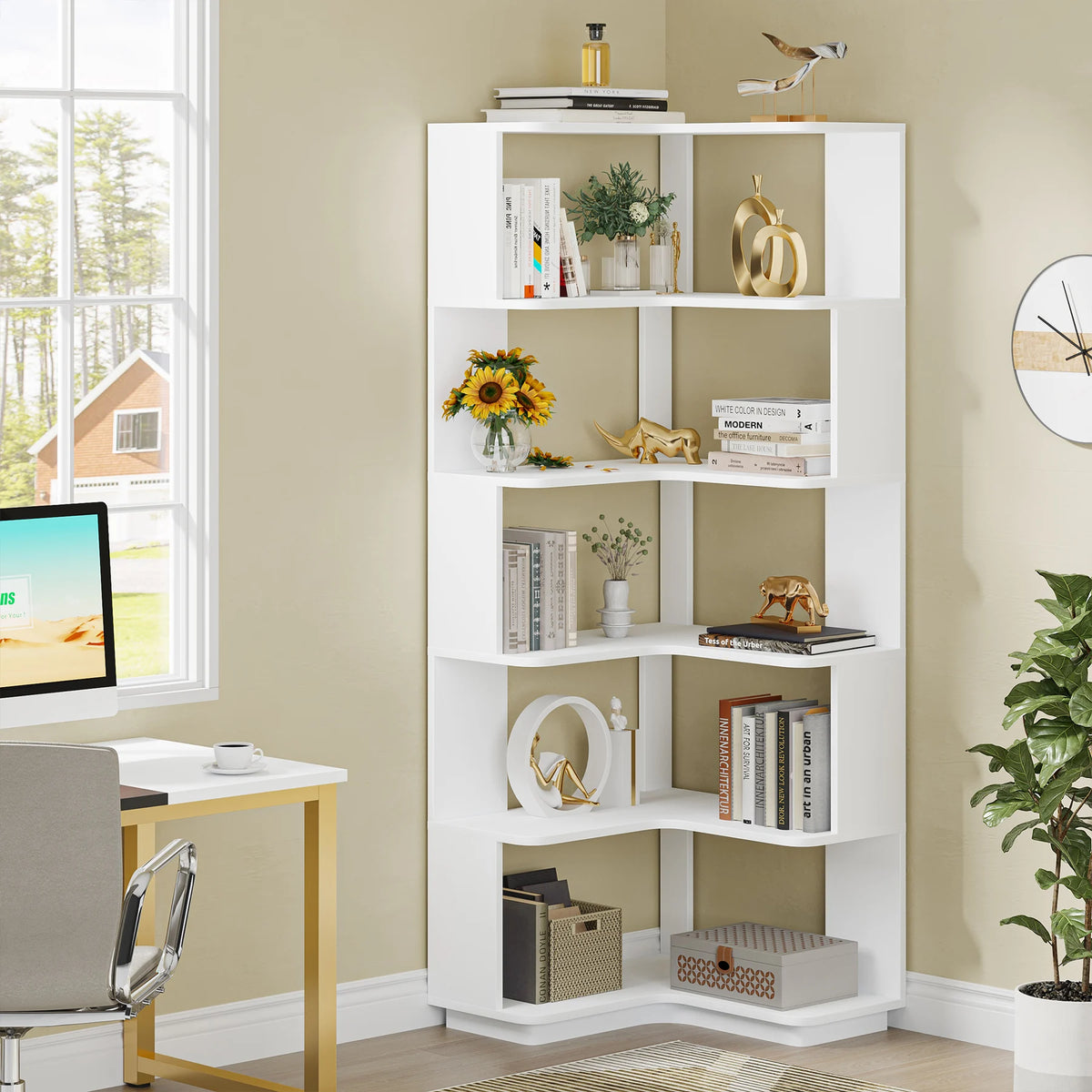 Hazelsong 6-Tier Corner Bookcase