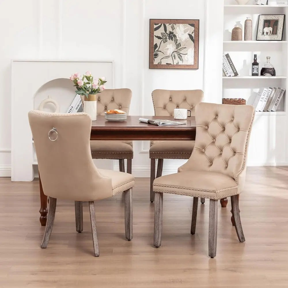 Monroe Velvet Dining Chairs with Button Back, Set of 4