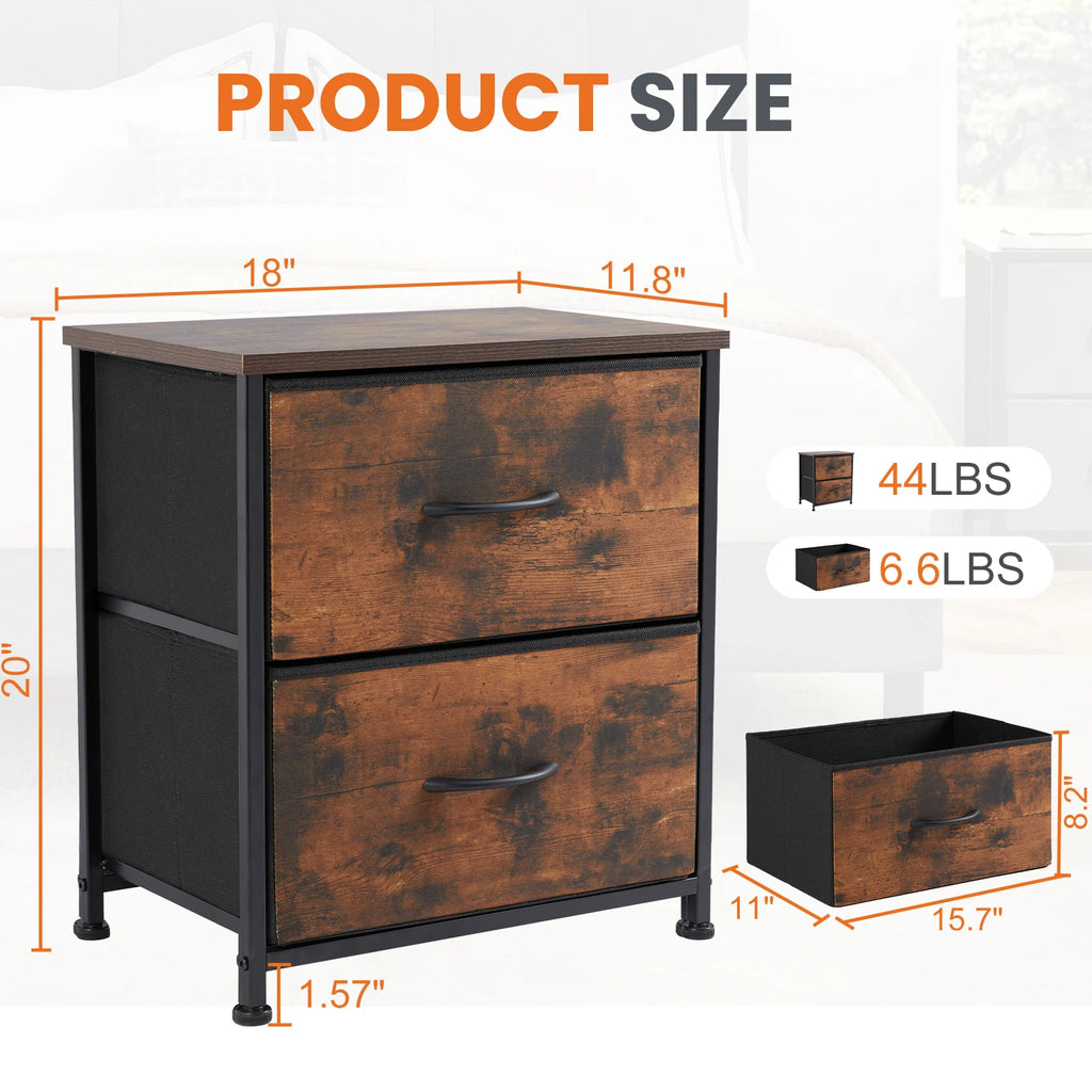 Driftweave Two-Drawer Fabric Nightstand