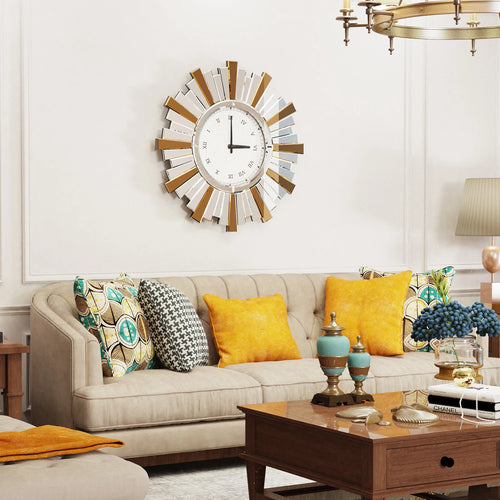 Aureon Sunburst Mirrored Wall Clock