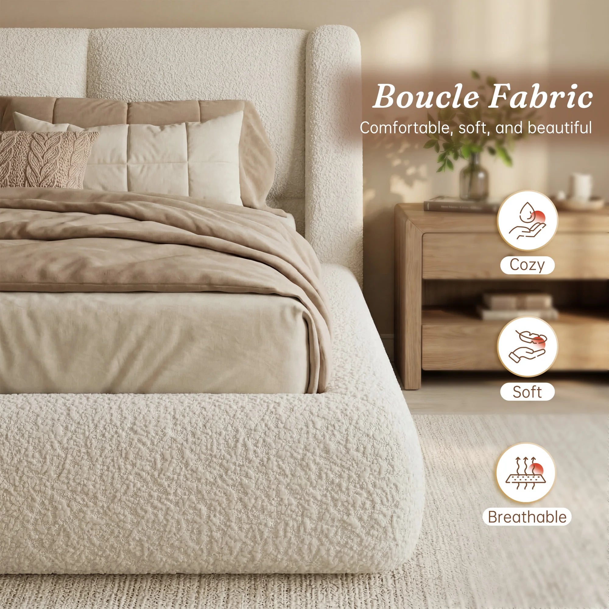 Mirehaven Bouclé Cloud Platform Bed