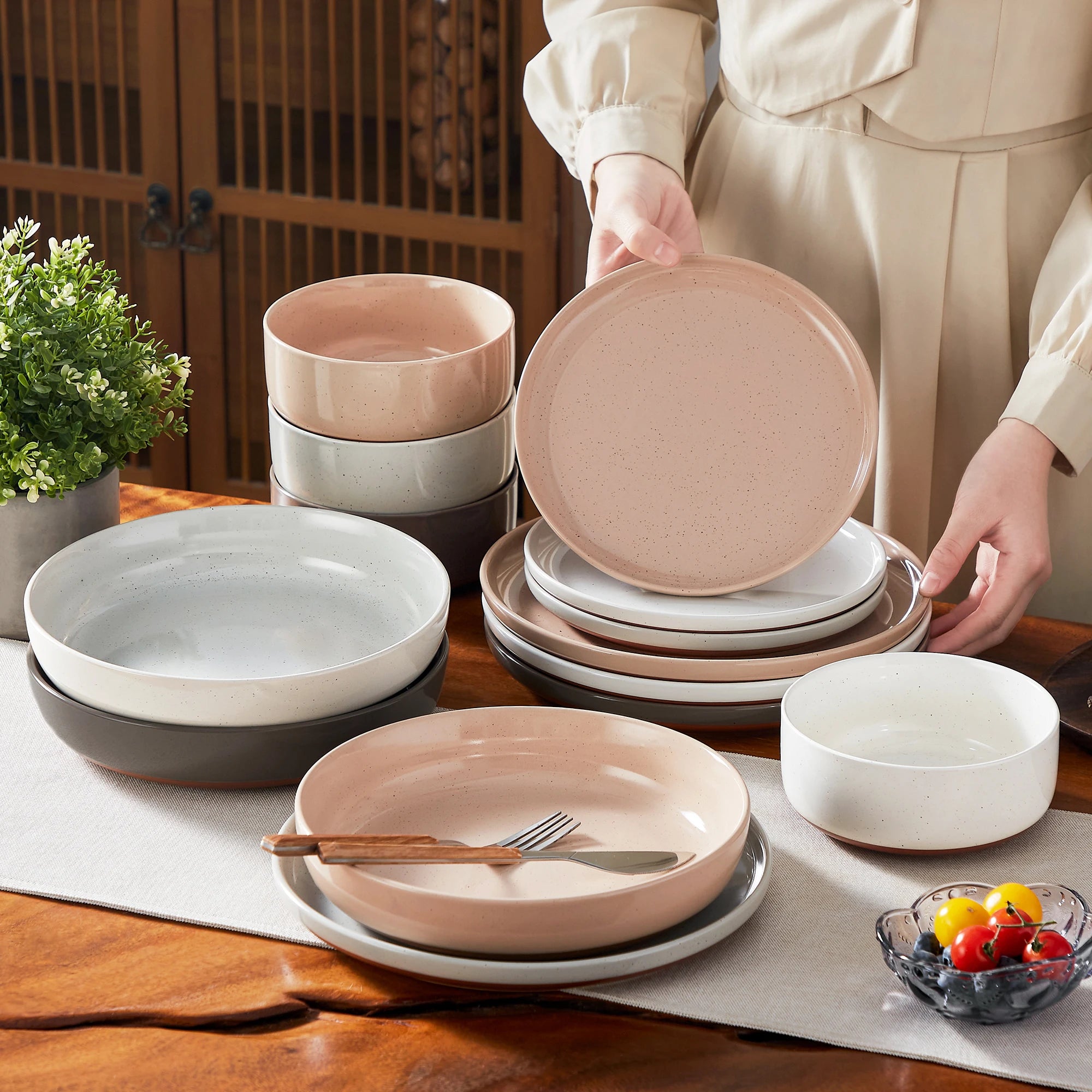 MALACASA Tara Multicolor Stoneware Dinnerware Set – 16/32 Pieces