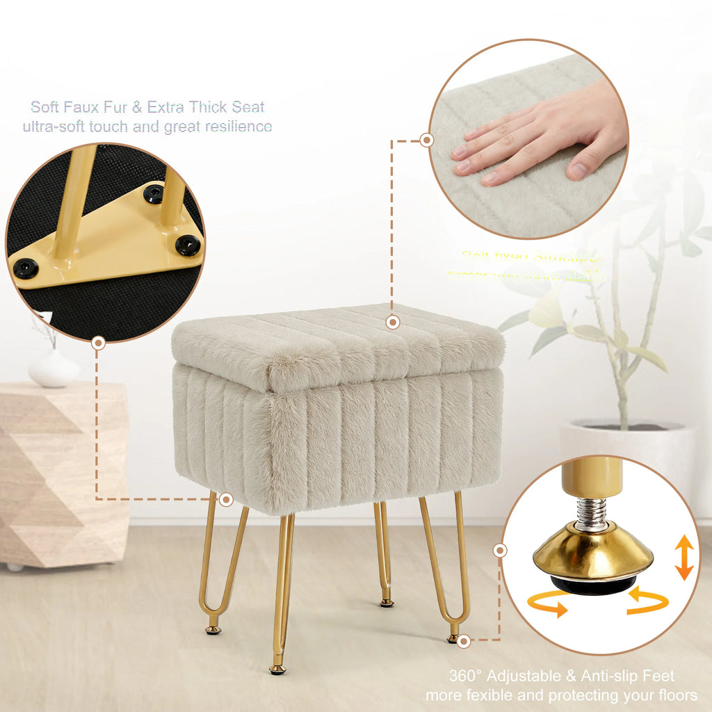 Ariaarc Faux-Fur Storage Ottoman