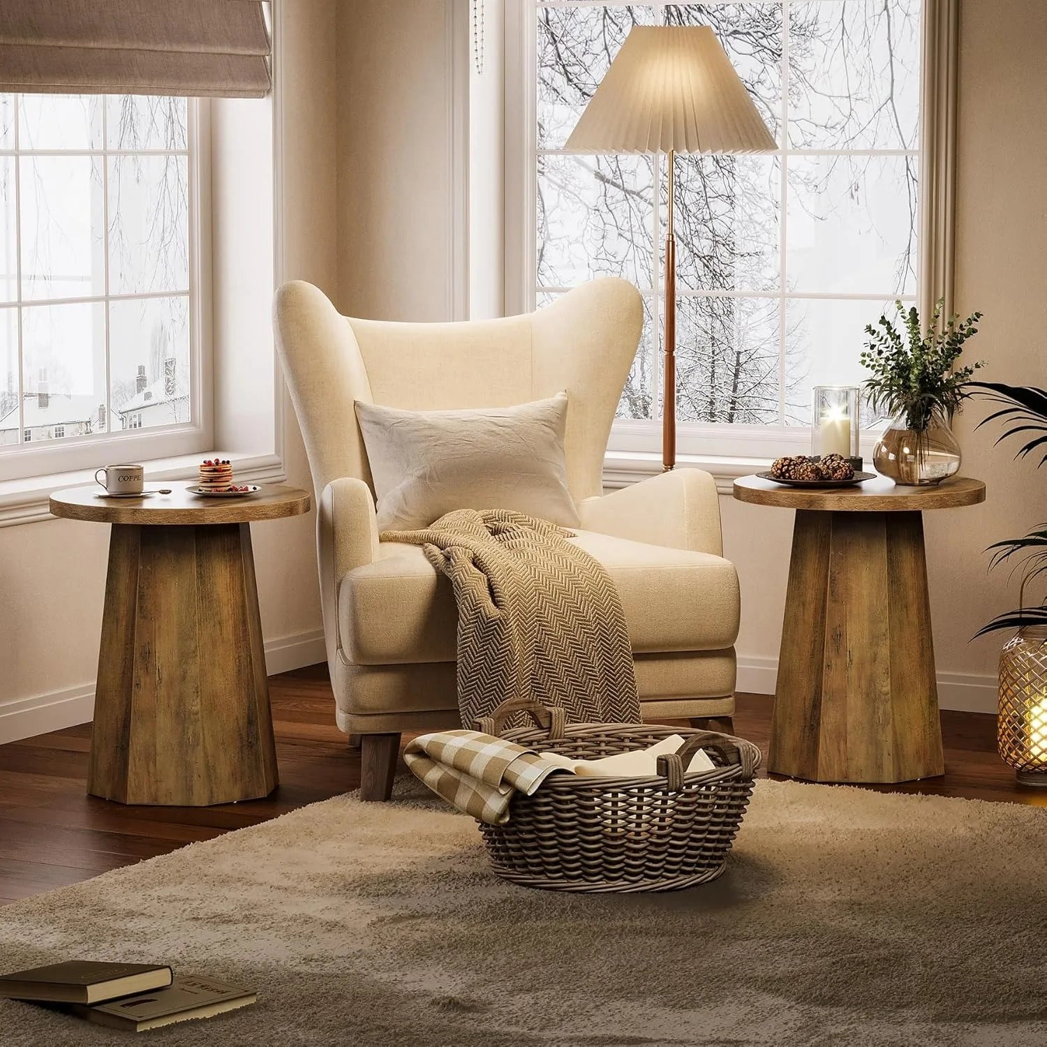 Round Farmhouse End Table