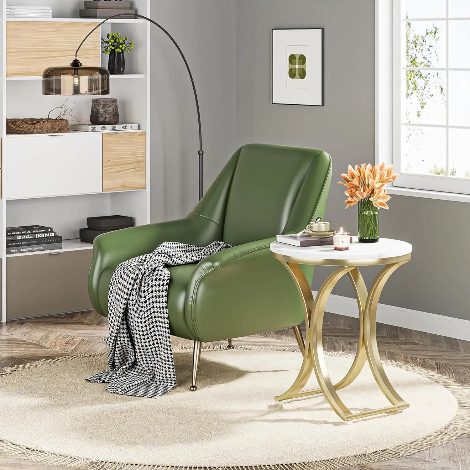 Sculpted Faux Marble End Table