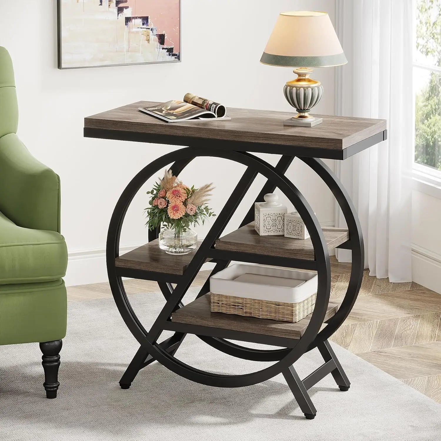 3 Tier Narrow Side Table with Storage