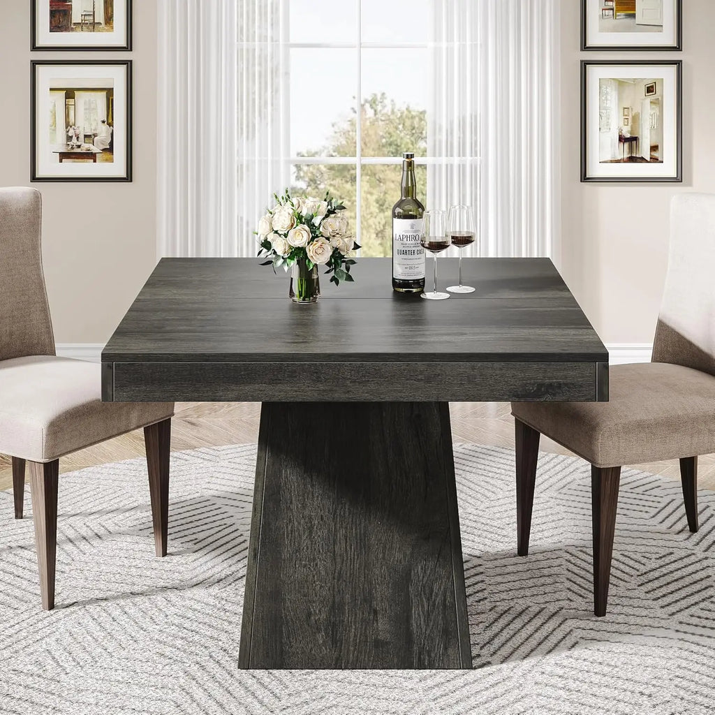 Square Dining Table with Pedestal Base