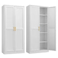 Evrienne White variant with paneled doors, gold-tone handles and four interior shelves