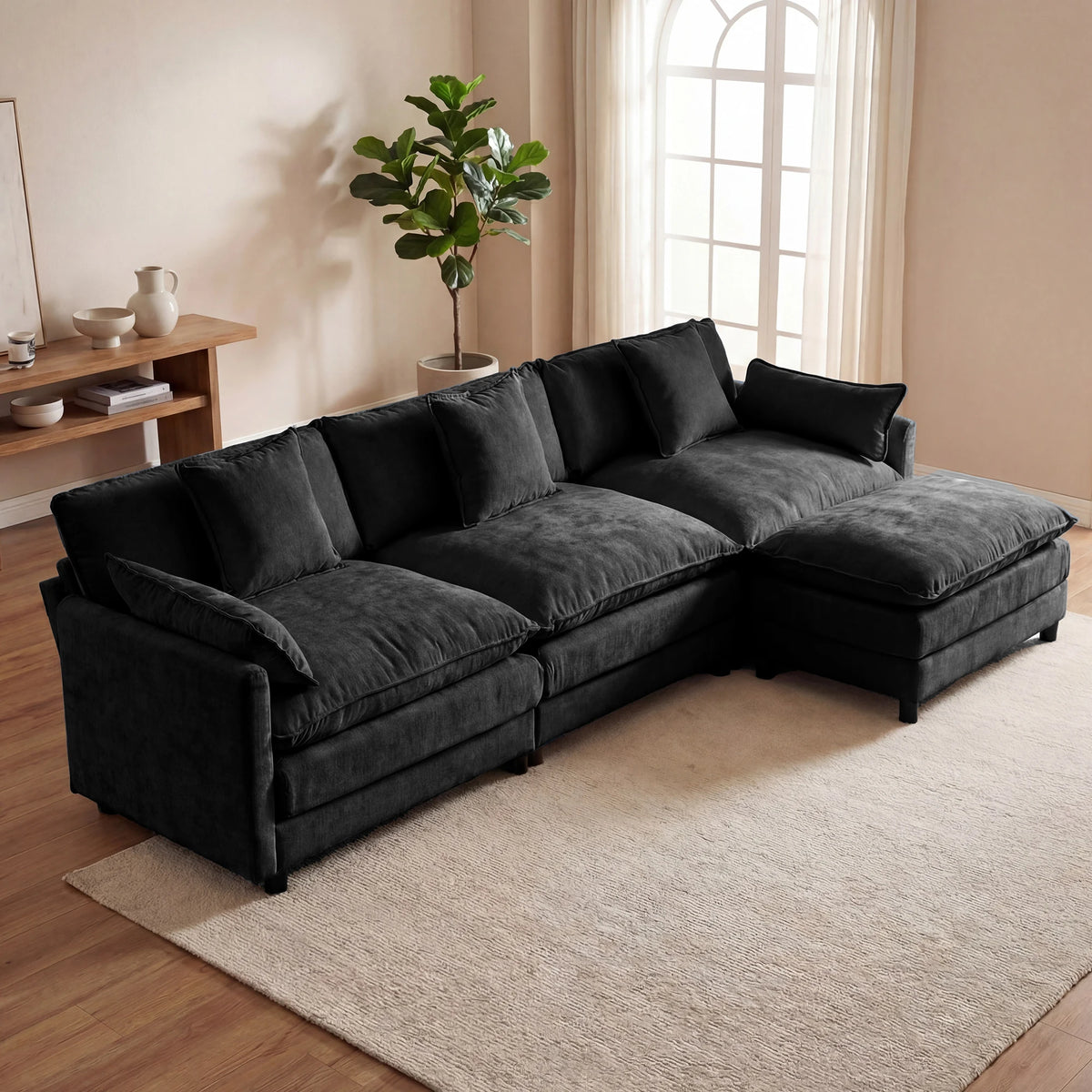 Rosecote Chenille Modular Sectional with Ottoman