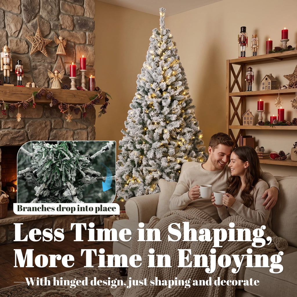 Fraserfall Pre-Lit Flocked Christmas Tree