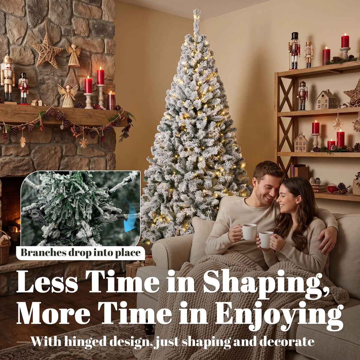 Fraserfall Pre-Lit Flocked Christmas Tree