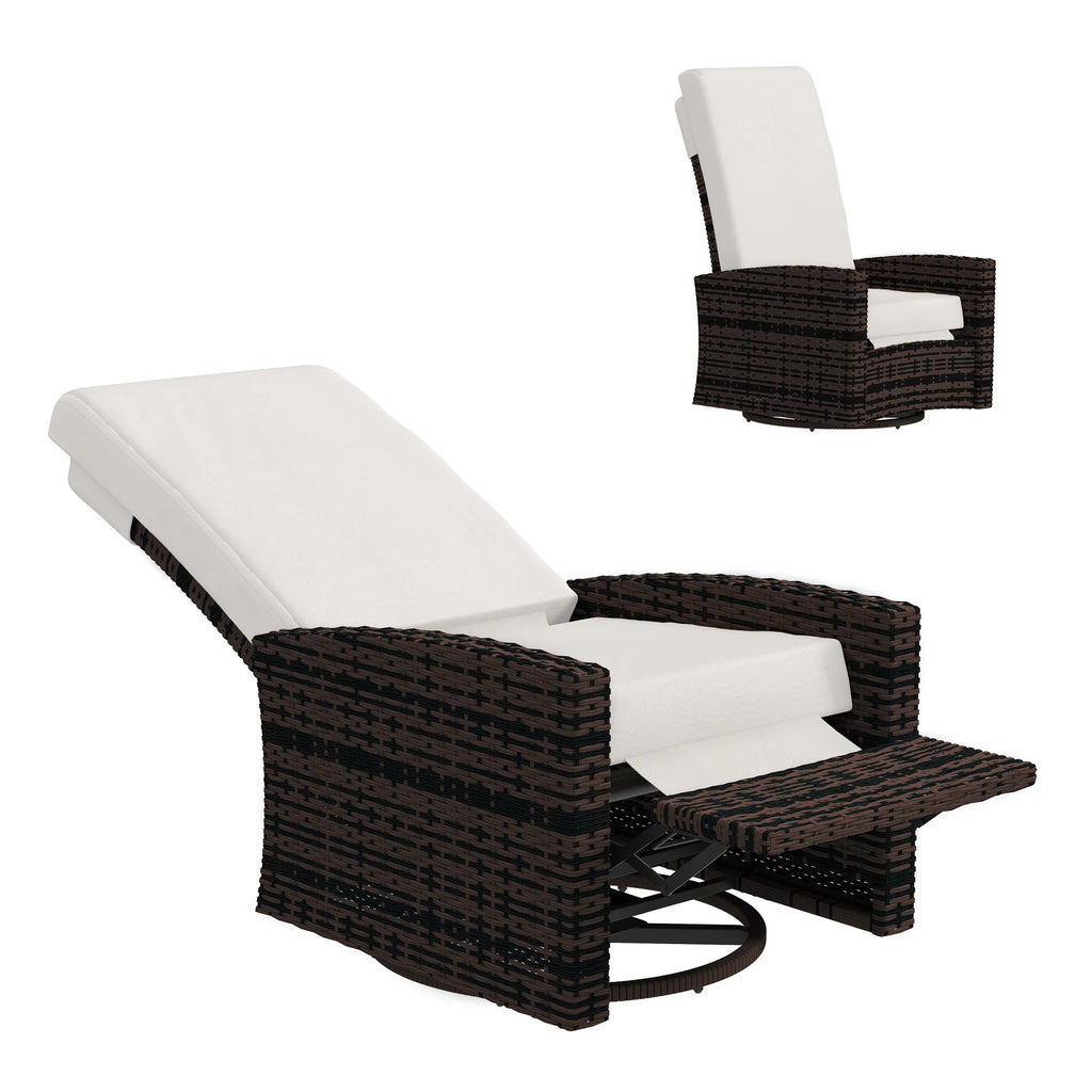 Marlisse Wicker Swivel Recliner - Khaki