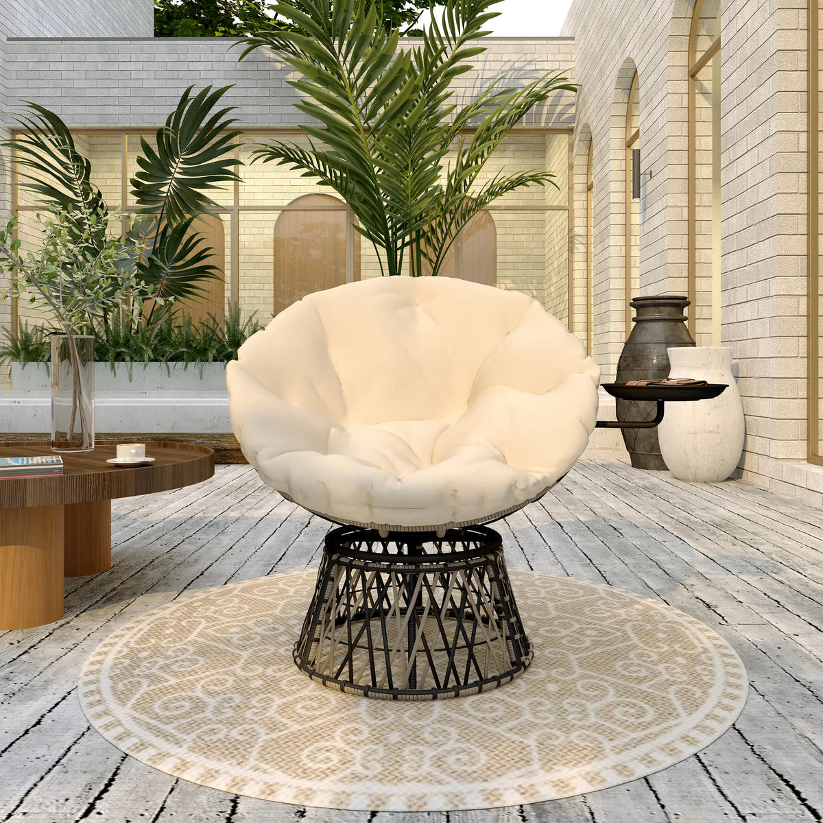 Orbitelle Papasan Swivel Chair – Gray