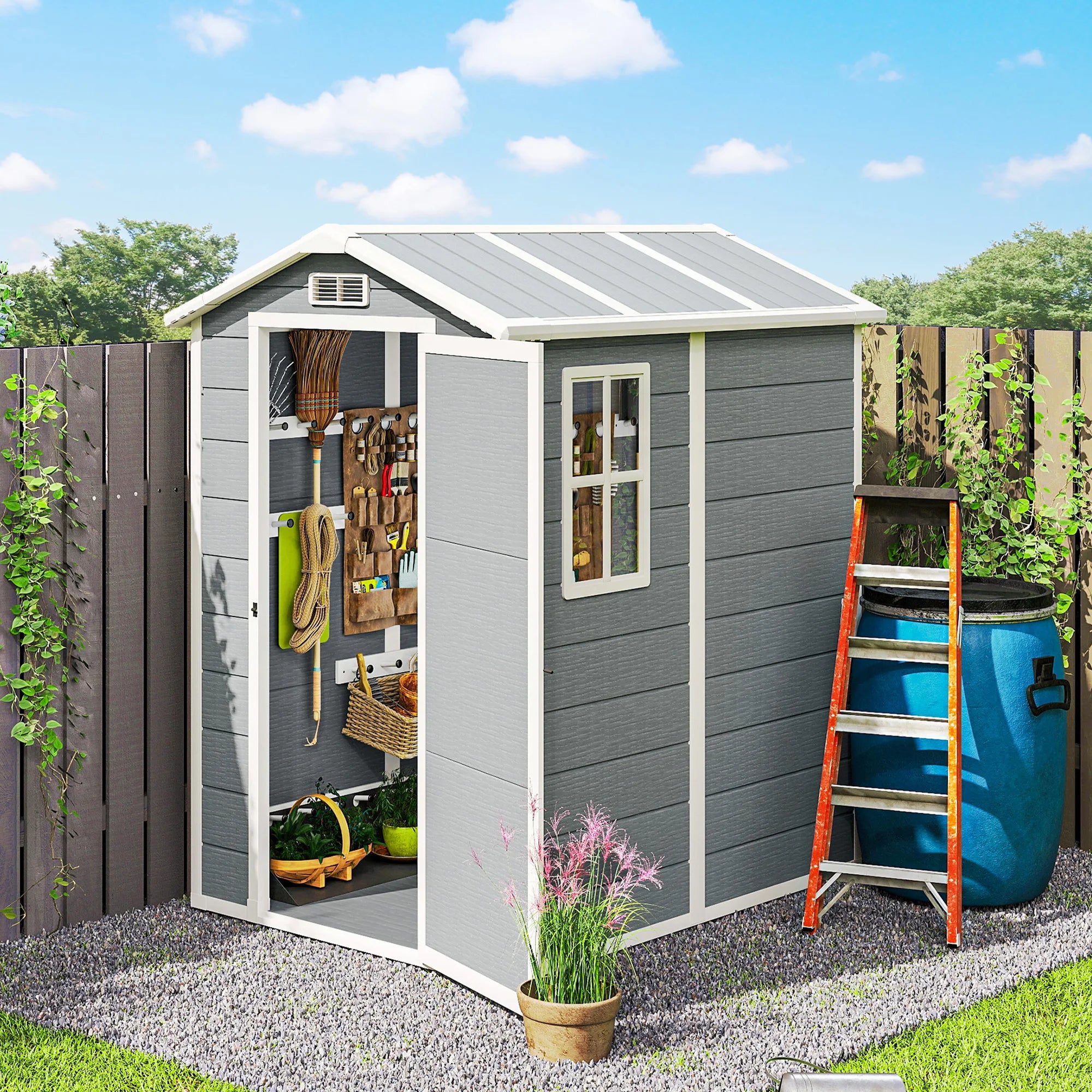 Stonehaven 6′ × 4′ Outdoor Storage Shed – Gray
